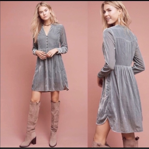Anthropologie Dresses & Skirts - Anthropologie gray velvet dress.
